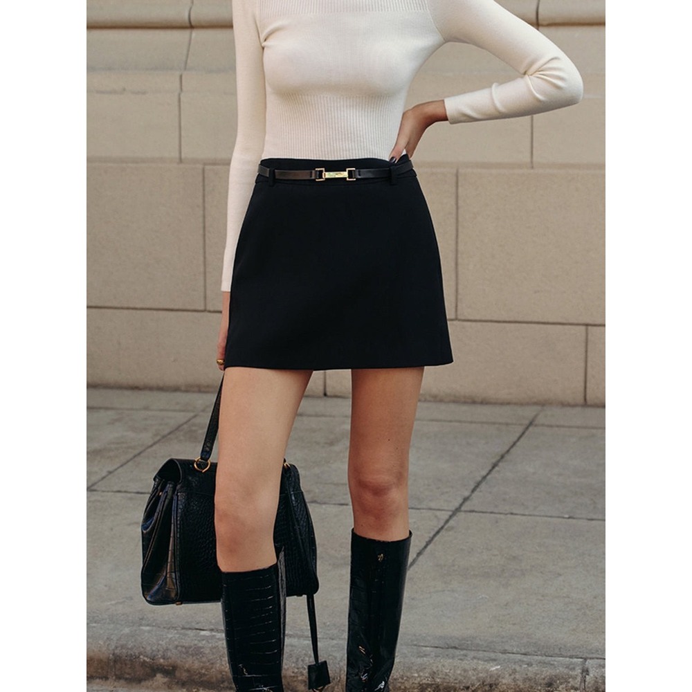 Commense Melt Belted Mini Skirt Black size XS